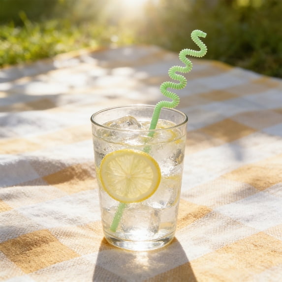 EWASWON Reusable Plastic Bendy Straws - 8 Pack Green Flexible Extendable Drinking Straws for Birthday Parties, Smoothies, and Tumblers - BPA-Free & Washable