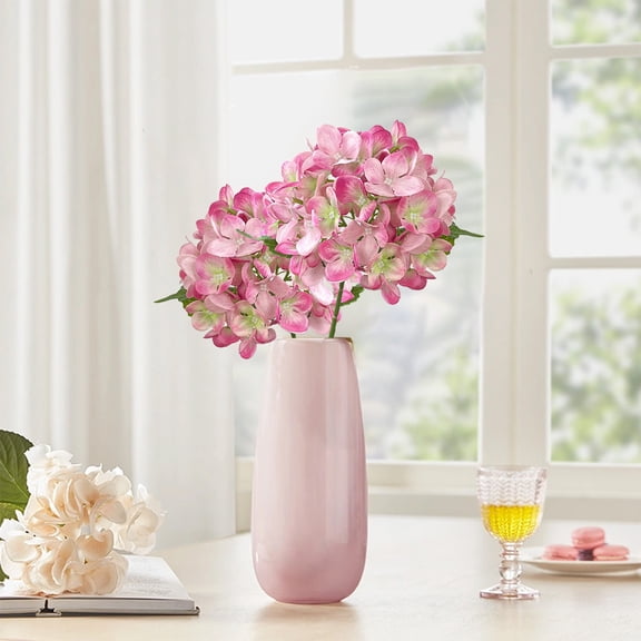EWASWON Single Stem Fake Hydrangea - 54 Petals Silk Artificial Flower, Field Oil Painting Style for Home Wedding Decor DIY Photo Prop, 7.1x17.7 Inches