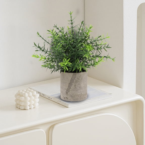 EWASWON Small Artificial Potted Plant, Realistic Fake Plant for Home Office Desk Decor, Maintenance-Free Faux Potted Greenery, Green Tabletop Centerpiece