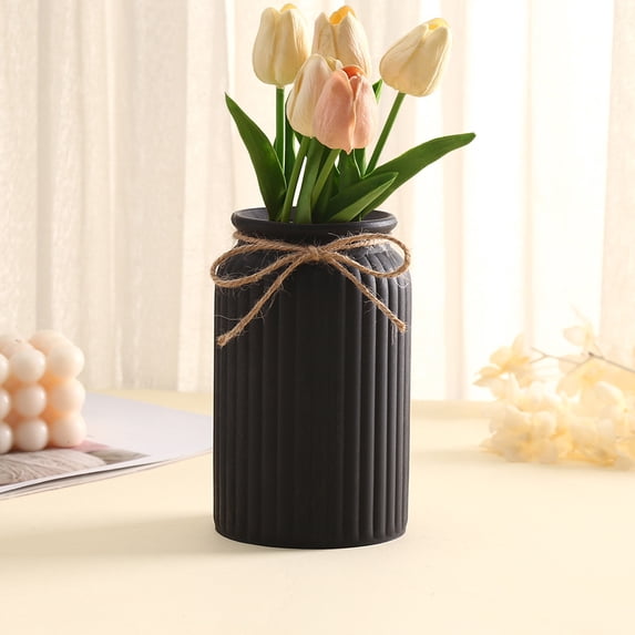 EWASWON Small Black Plastic Vase Modern Minimalist Table Centerpiece for Wedding Events Home Decor 6 Inch Tall