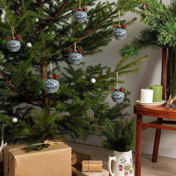 EWASWON Vintage Wrought Iron Christmas Bells - Gray Hanging Ornaments for Christmas Tree, Rustic Holiday Decorations, Durable Iron Texture