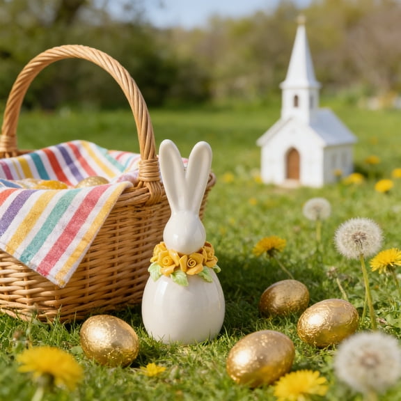 EWASWON White Ceramic Bunny Figurine - Small Rabbit Home Decor Statue, Cute Animal Figurine Gift for Her, Birthday, Housewarming