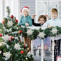 EWASWON White Snowflake Christmas Ornaments, 4.7 Inch Plastic Hanging Decor for Christmas Tree, Holiday Window Decoration