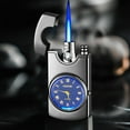 thumbnail image 1 of EWASWON Windproof Butane Lighter with Clock Dial, Metal Torch Lighter Refillable, Unique Gifts for Men, Pocket Size Engraved Lighter with Blue Flame, 1 of 6