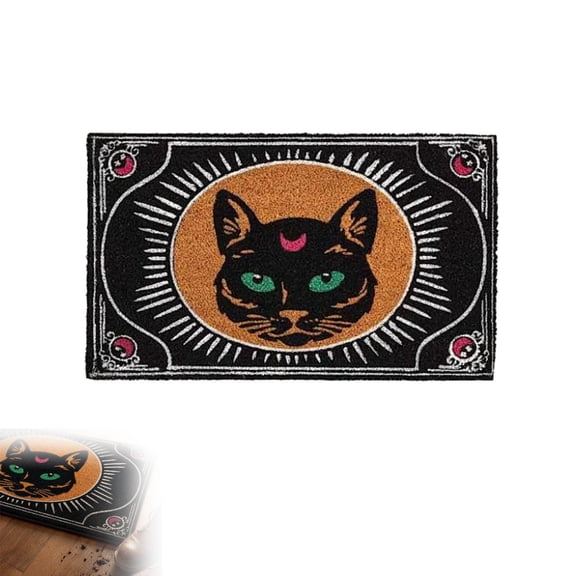 EWASWON Witch Themed Doormat 20x31in Synthetic Fiber Bohemian NonShedding Entryway Porch Rug for Halloween Front Door Decor