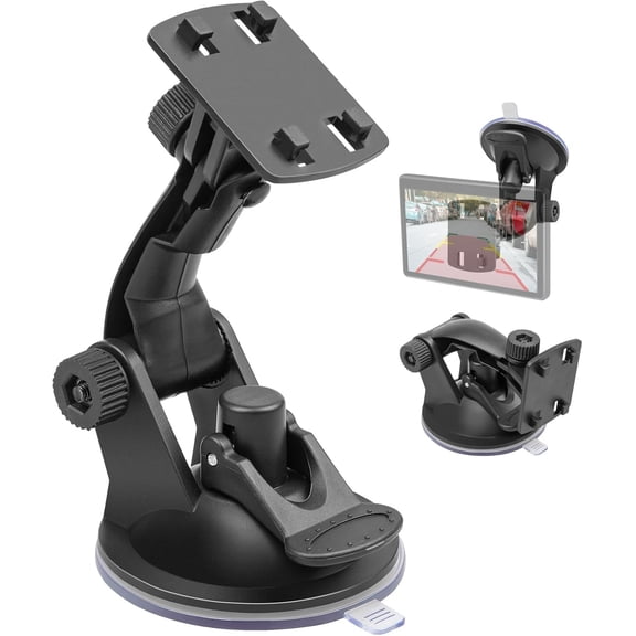 EWAY 4-Hole Direct Fit Suction Cup Mount for Backup Camera 4.3"/5" Monitor, Knob-Lock Adjustable Dashboard Windshield Monitor Mounting Bracket Holder for Car Rear View Camera Screen Display Stand