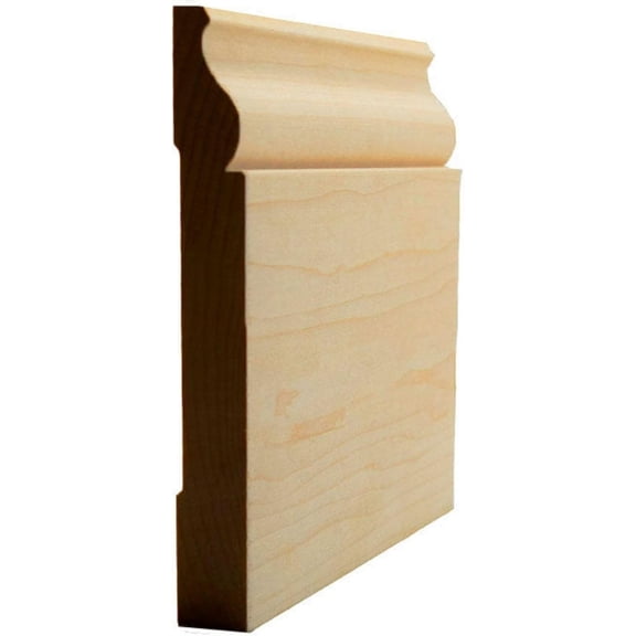 EWBB12 Colonial Baseboard 5-1/4" Tall x 11/16" Moulding. Unfinished, Maple, 94"