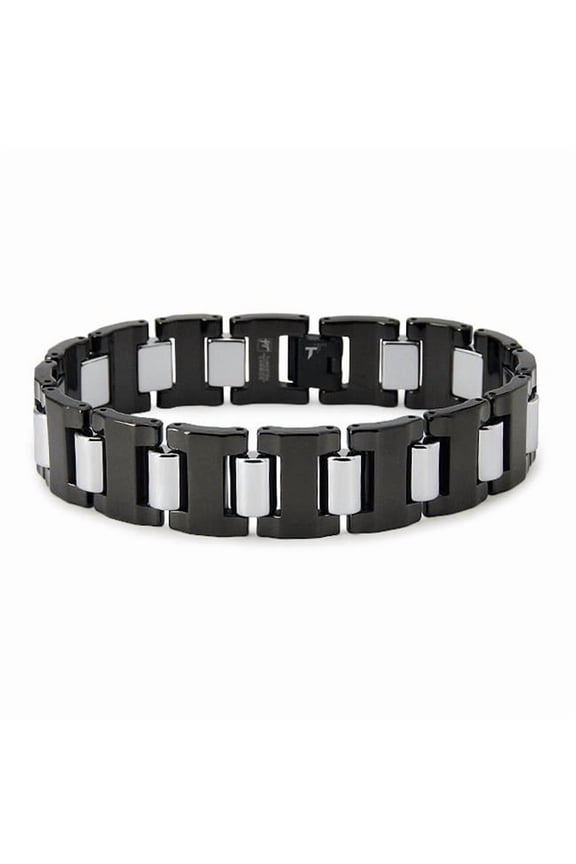 B12026 Two Tone Black Tungsten Bracelet