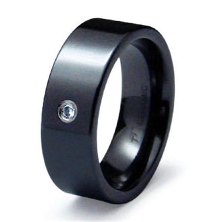 EWC Ceramic CZ Ring High Polish - Size 11.5