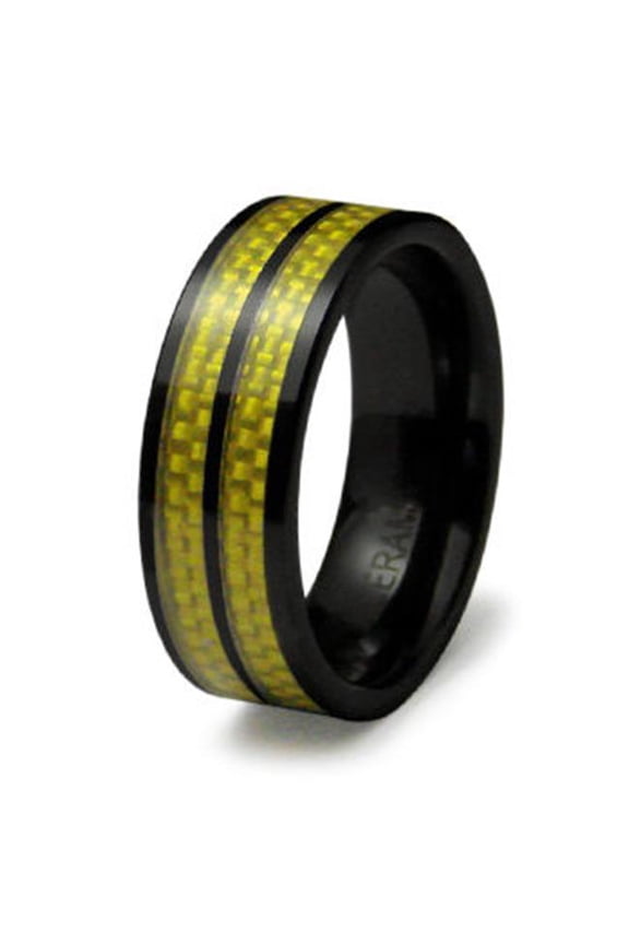 R40001-090 Ceramic Ring with Carbon Fiber Inlay - Size 9
