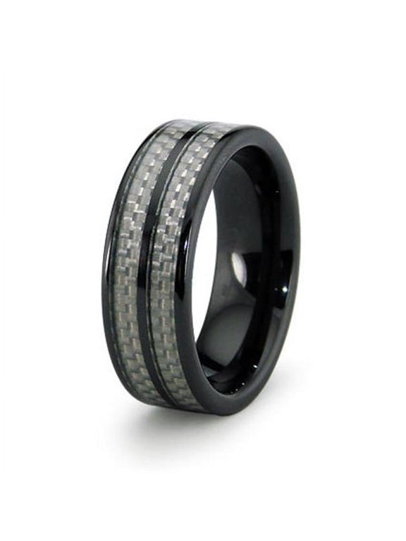 R40004-085 Ceramic Ring with Carbon Fiber Inlay 8mm - Size 8.5