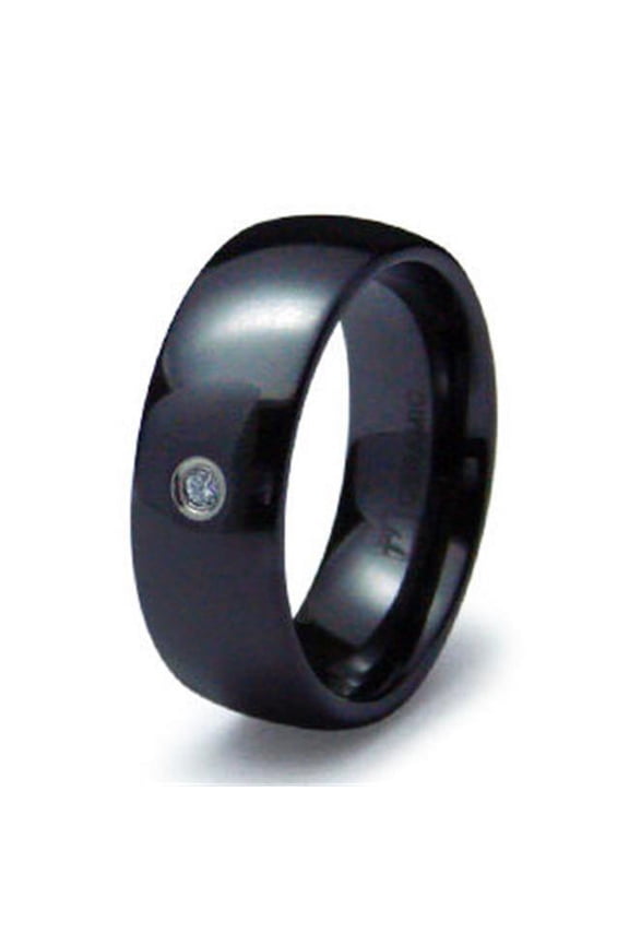 R40035-110 Classical Dome Ceramic CZ Ring - Size 11