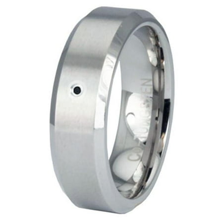 EWC R75124D-110 Beveled Edge Superior Cobalt Ring with Black Diamond - Size 11