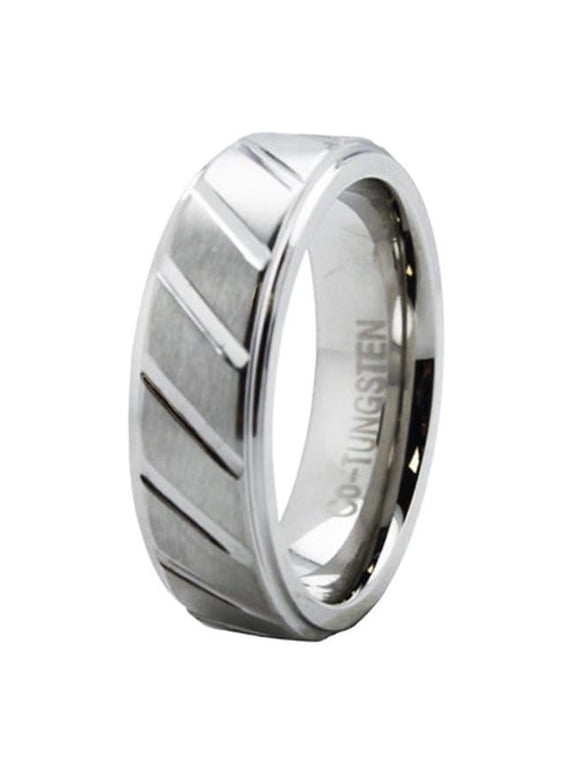 R75431-120 Grooved Superior Cobalt Ring with Step Down Edge - Size 12