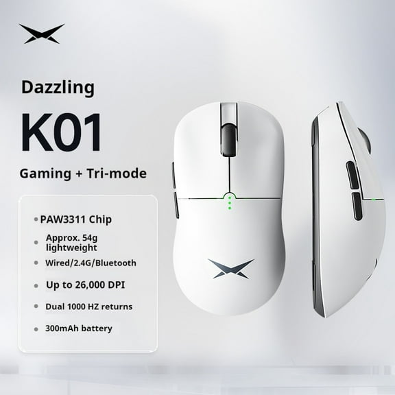 EWEADN K01 Wireless Tri-Mode Gaming Mouse, High Performance, Long Battery Life, Lightweight Design for Gaming, ESports & Office