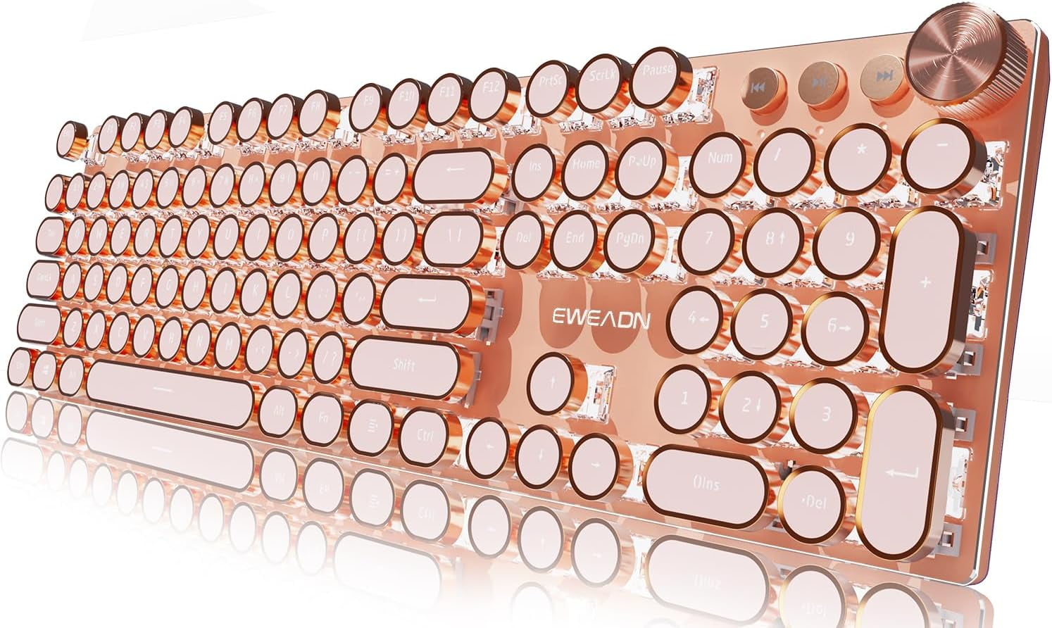 EWEADN Typewriter Style Mechanical Gaming Keyboard, Wired Mechanical ...