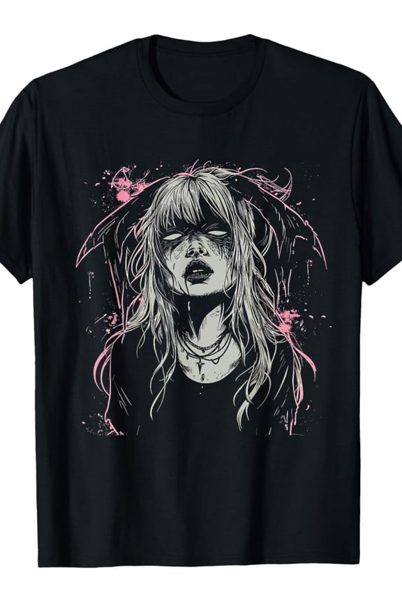 EWH Gothic Devil Girl Anime T-Shirt, 100% cotton, machine washable, Men'S and women'S T-shirts, Gifts for men'S and women'S Mom and Dad friends, S-XXXL, black