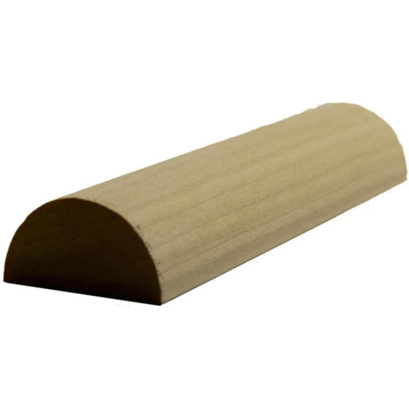 EWHR12 Half Round 1-3/8" Wide x 11/16" Moulding Trim. Unfinished, Poplar, 94"