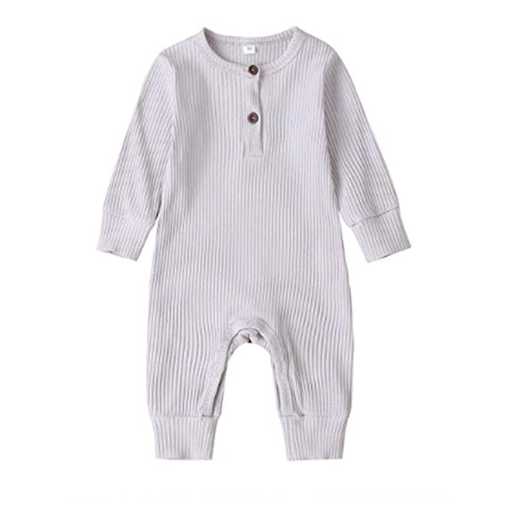 EWODOS Baby Boy Girl Button Romper One Piece Solid Color Knit Ribbed Jumpsuit