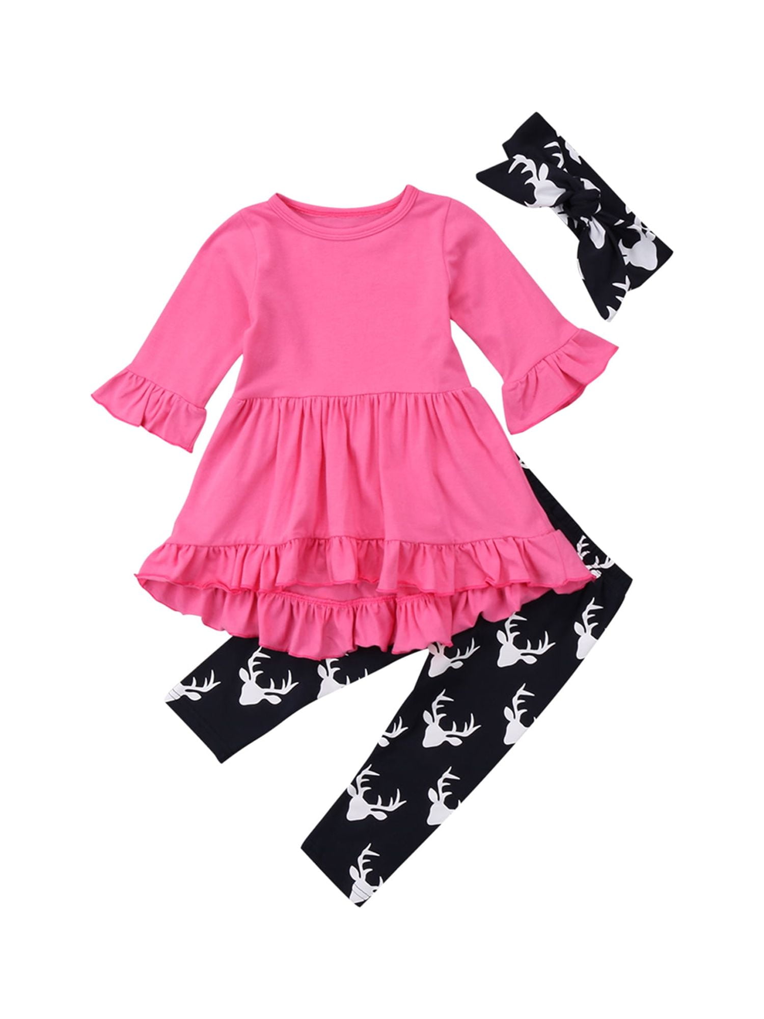 Deer print top baby girl clothes