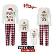 EWODOS Christmas Pajamas for Family, Matching Family Pajamas Sets Xmas PJ's Long Sleeve Tee Top Plaid Bottom Pants Loungewear