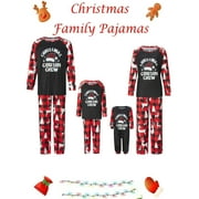 EWODOS Family Matching Christmas Pajamas Cousin Crew Letter Hat Print Long-Sleeved Tops + Deer Pattern Trousers Sleepwear Outfits