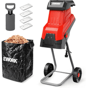 EWORK 15 Amp Electric Wood Chipper Shredder, Max 1.77" Cutting Diameter 4 SK5 Blades, 151 High Reduction Ratio with 45L Collection Bag, Efficient Mulcher for Garden Compost