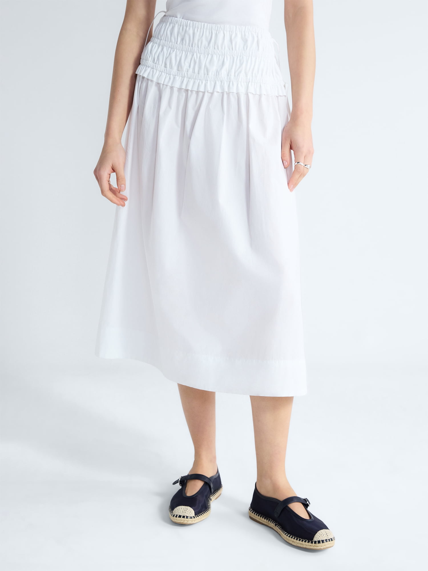 Free Assembly Women's and Women's Plus Smocked Drawstring Cotton Maxi Skirt, Sizes XS-4X