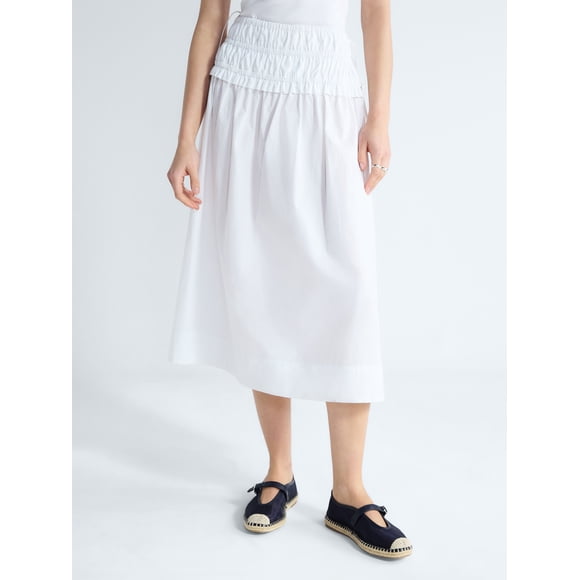Free Assembly Women's and Women's Plus Smocked Drawstring Cotton Maxi Skirt, Sizes XS-4X