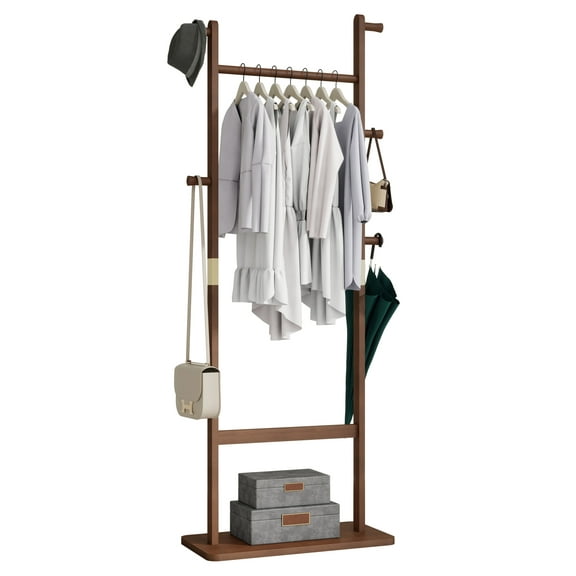 EWUZOSE Coat Rack Solid Wood Walnut Finish 71" Tall for Bedroom Entryway Living Room