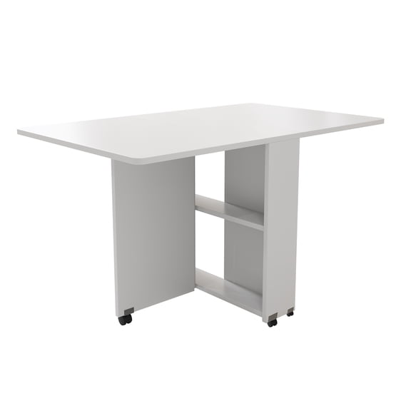 EWUZOSE Folding Drop Leaf Dining Table White with Wheels 47.2" for Small Spaces Kitchen