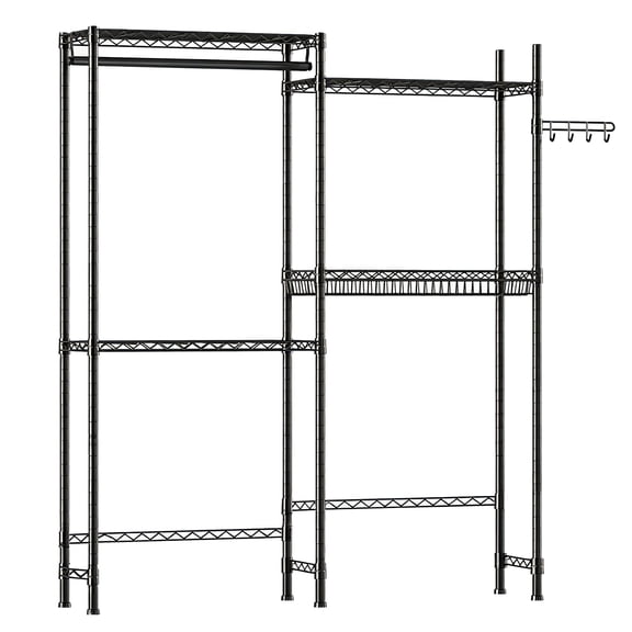 EWUZOSE Over Washer Dryer Shelf 4 Tier Laundry Drying Rack with Wire Basket Rotating Hook Black
