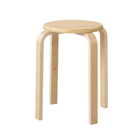 EWUZOSE Stackable Stools Set of 4 Round Wooden Natural Backless Chairs for Dining Kitchen Classroom