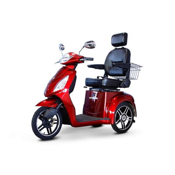 EWheels 3 Wheeled Wide Body Mobility Scooter w/ Anti Theft Alarm, Red