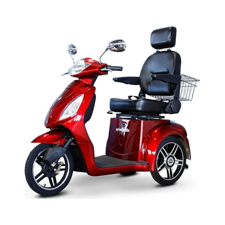 EWheels 3 Wheeled Wide Body Mobility Scooter w/ Anti Theft Alarm, Red