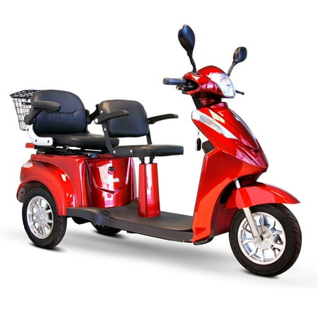 EWheels EW-66 2 Passenger 3 Wheel Heavy Duty Mobility Scooter - Red 20AH Battery