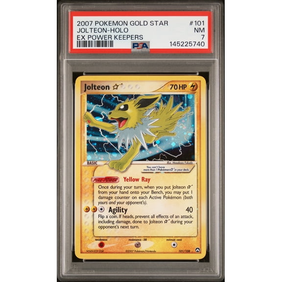 Graded 2007 Pokemon Jolteon EX Power Keepers #101 Holo Rare PSA 7 Trading Card