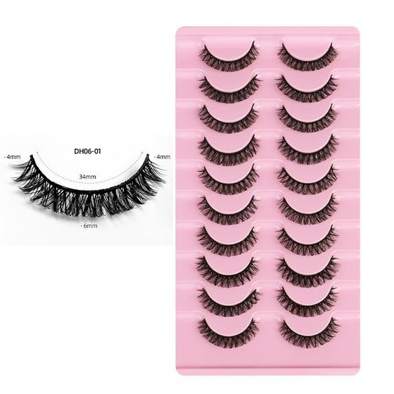 EXAXTA Fall Self Adhesive Eyelashes Wispy False Lashes Press-on Natural Look Faux Mink Lashes No Glue Needed Eyelashes Reusable Cat Eye Self Adhesive Eyelashes 10 Pairs