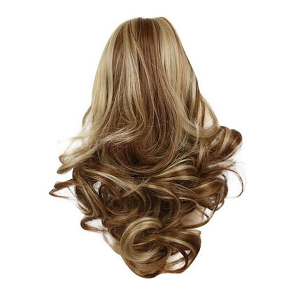 EXAXTA Short Claw Clip Ponytail Extension Drawstring Curly Fake Faux Jaw Hairpiece Wavy High Pony Tails Synthetic Heat Friendly Fiber for Women Girls Kids