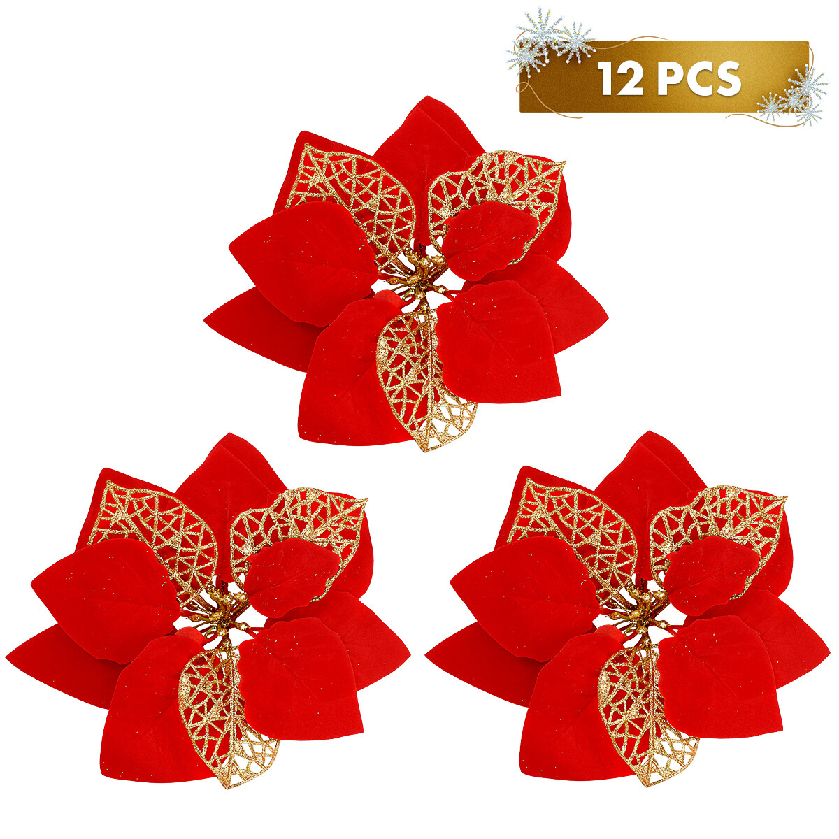 EXCEART 12pcs Artificial Christmas Flowers 22cm Simulation Flowers