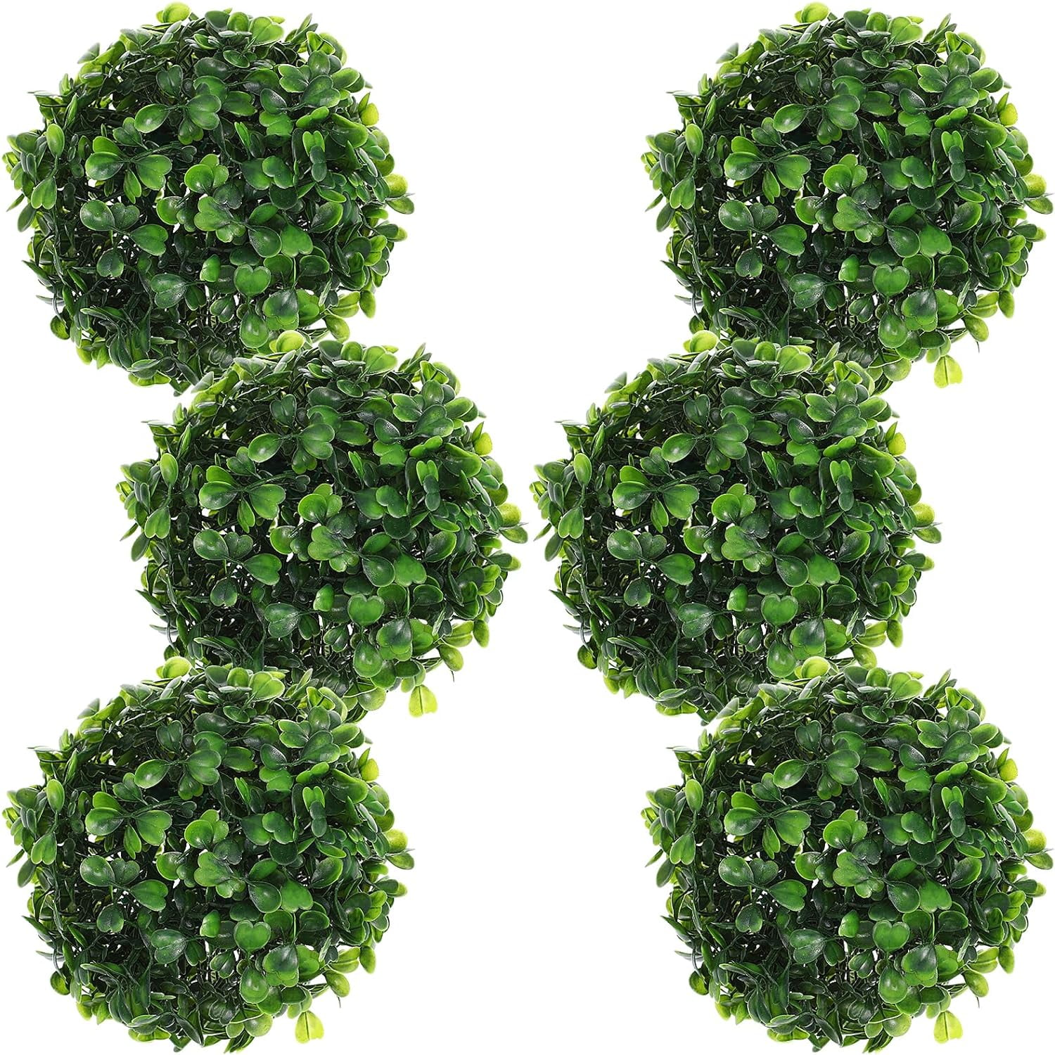 Green Round Plastic Boxwood Topiary Balls Set of 6