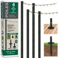 thumbnail image 1 of EXCELLO GLOBAL PRODUCTS Outdoor Bistro String Light Poles, 4 Pack, Extends to 10 ft, Universal Mounting Options Included with 100 ft. of G40 LED Lights (100 Lights), 1 of 7