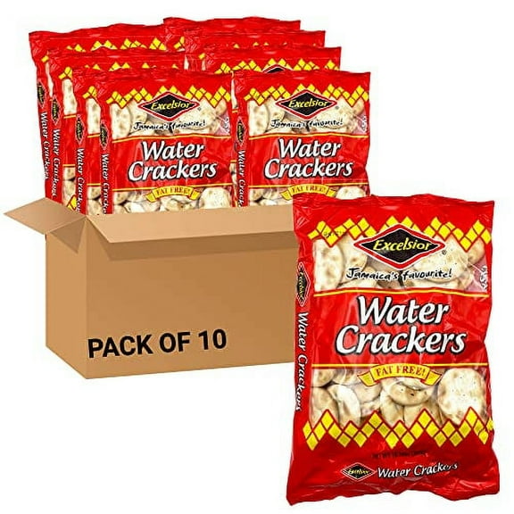 EXCELSIOR Water Crackers Genuine .. Jamaican Fat-Free Crackers 10.58 .. oz (Pack of 10)
