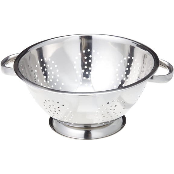 Heavy Duty Stainless Steel Colander 5 Qt | Easy Grip Handles Self-Draining Base Mirror Polished Dishwasher Safe Pack of 1