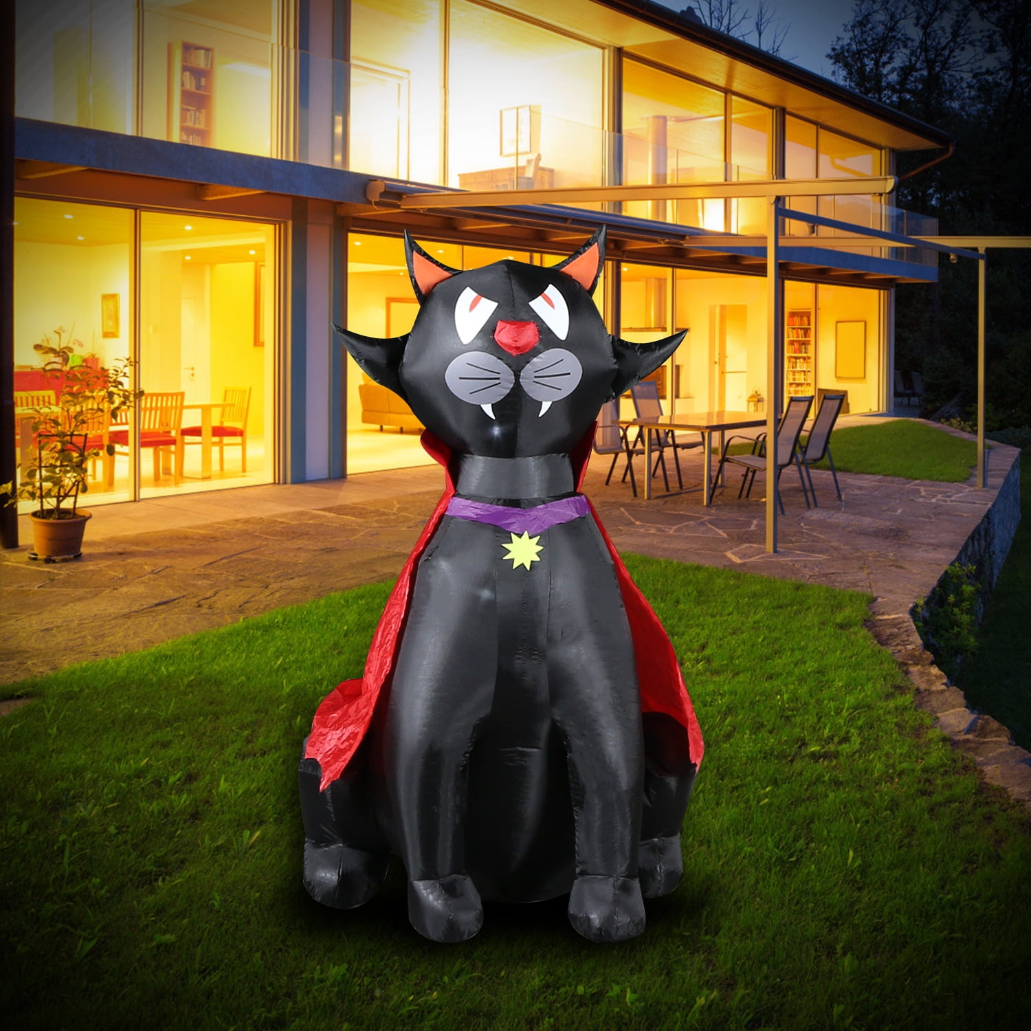 EXCITED WORK 5FT Inflatable Outdoor Inflatable Earl Cat with Builtin