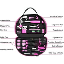THINKWORK 122-Piece Pink Tool Kit with 3.6V Rotatable Electric ...