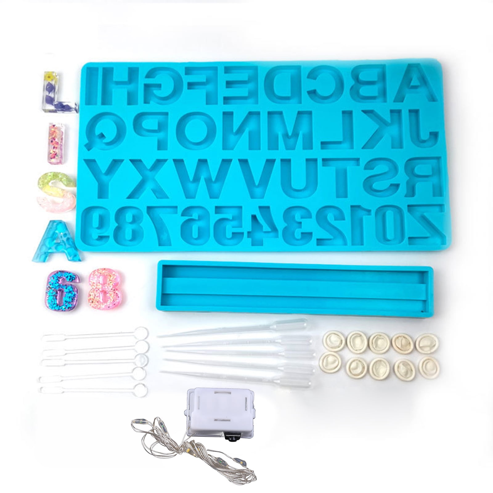 EXCIXING Alphabet Epoxy Resin Mold Letters Number LED Night Light Ornament Silicone Mould