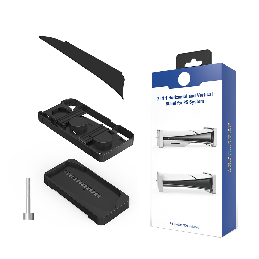 EXCIXING Horizontal Holder Stand Compact Black Desk Stand for PS5Slim Gaming Console