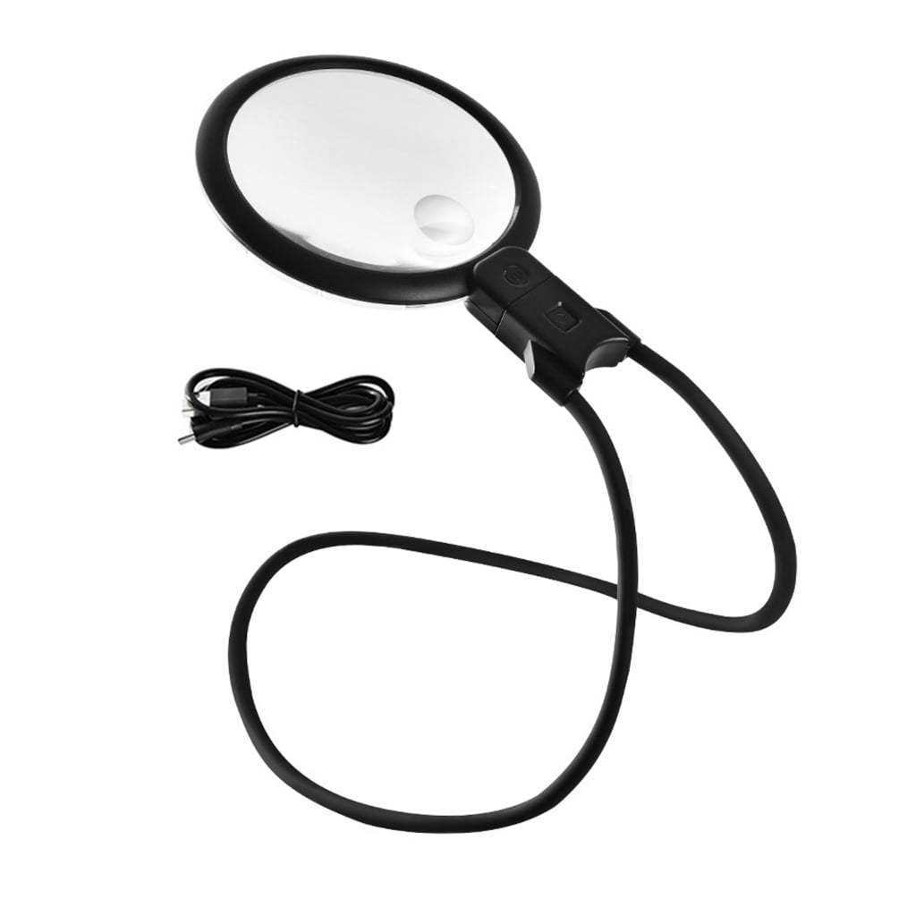 EXCIXING Neck Hanging Magnifier with Light Large Acrylic Lens Senior Friendly Magnifying Glass for Reading Sewing & Stitching