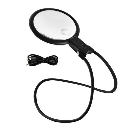 EXCIXING Neck Hanging Magnifier with Light Large Acrylic Lens Senior Friendly Magnifying Glass for Reading Sewing & Stitching